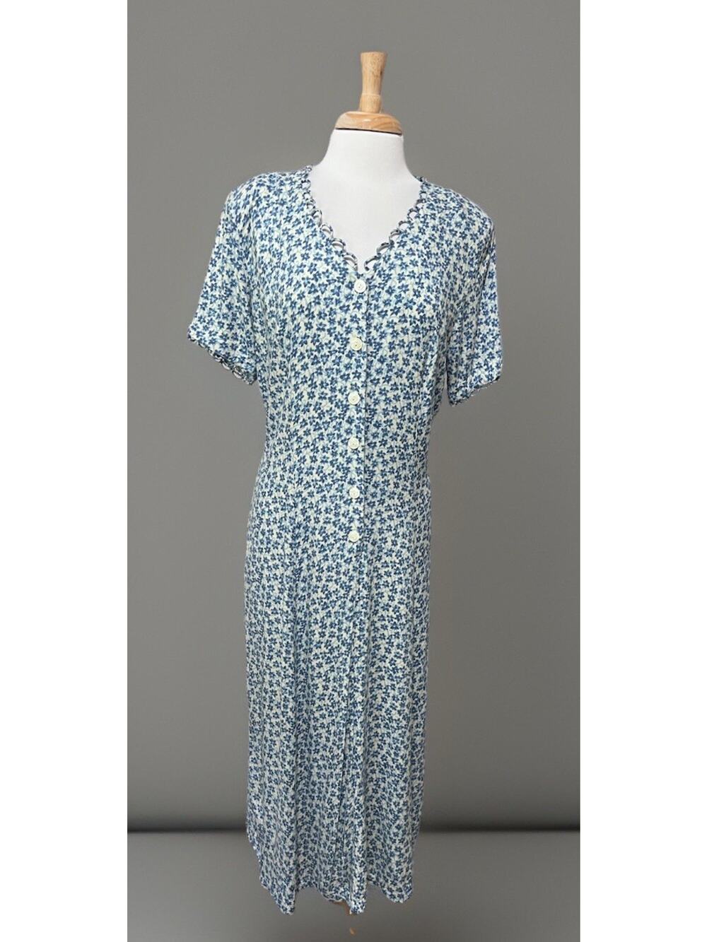 Melissa Harper MHM 90s Vintage Blue Floral Corset Maxi Dress Cottagecore size 14